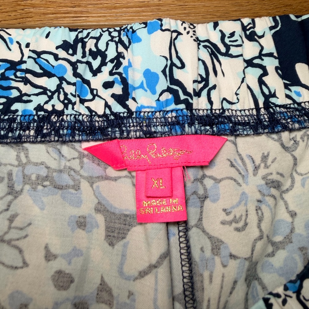 Lilly Pulitzer Bal Harbour Palazzo Pants XL Low Tide Navy Bouquet Wide Leg 32” - Picture 4 of 14